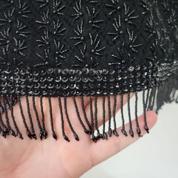 Vintage Beaded Black Tassle Hem Top - Picture 4 of 7